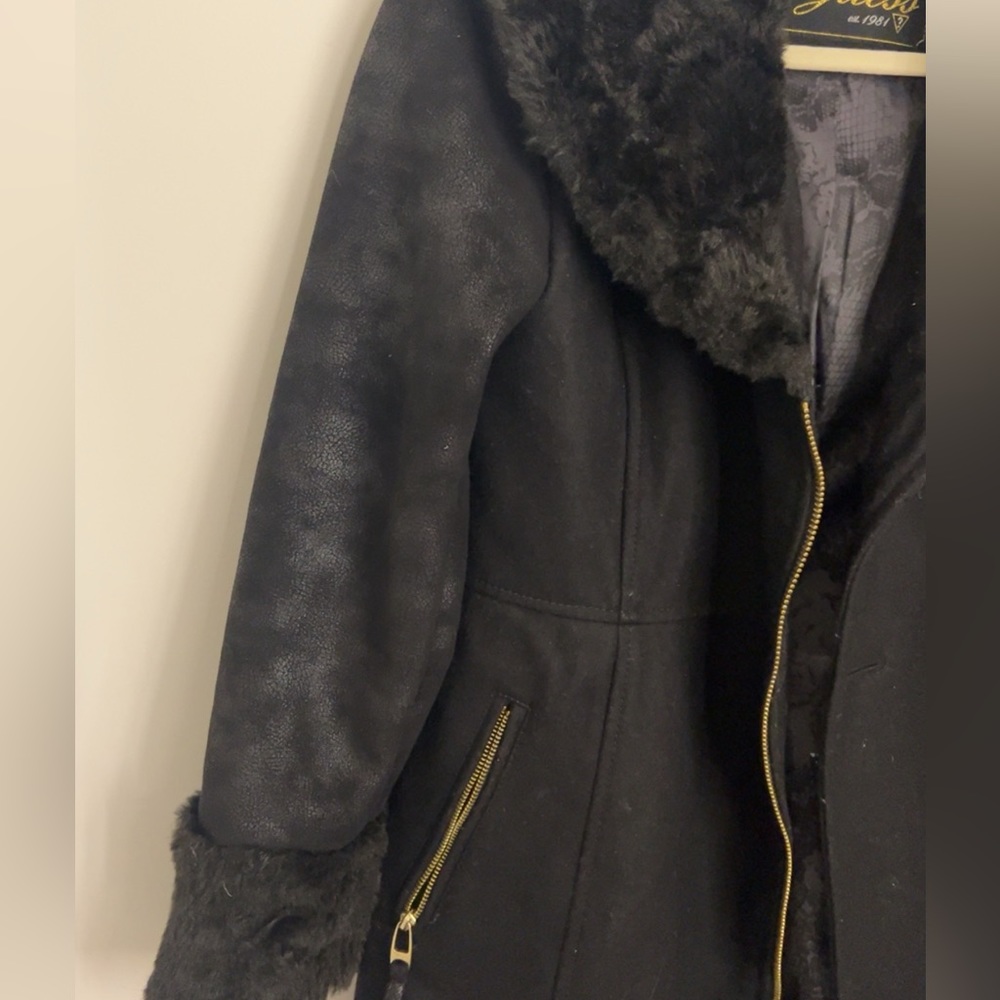 Vintage Guess black fur and suede coat - Picture 3 of 4